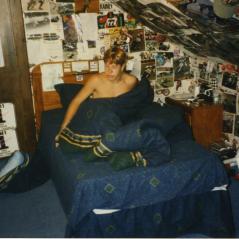 Nicky in the race-poster-covered room he shared with younger brother Roger. - Photo: Hayden Family Collection