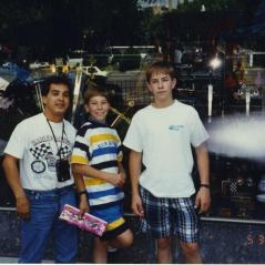 Nicky and Tommy with Jimmy Filice during their first trip to Europe for a race. - Photo: Hayden Family Collection