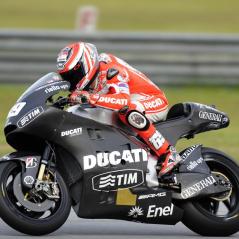 Nicky gets in some of his first laps aboard the perimeter-frame Desmosedici GP12. - Photo: Ducati